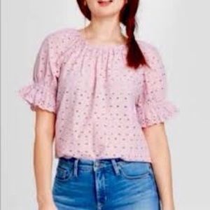 Pink Universal Thread Eyelet Blouse
